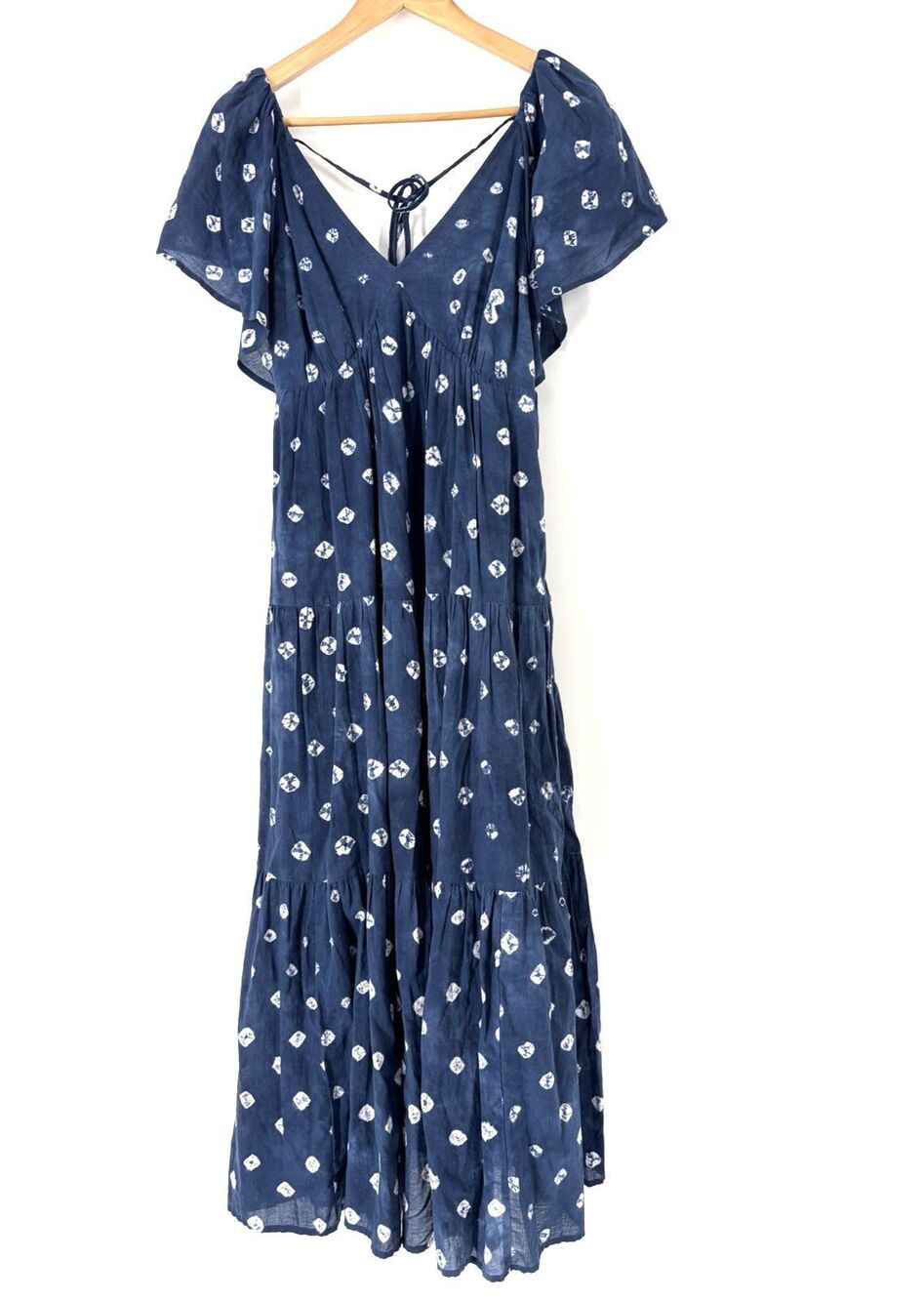 Madewell Tie Back Flutter Sleeve Tiered Midi Dress 4 Maxi Feminine Cottagecore